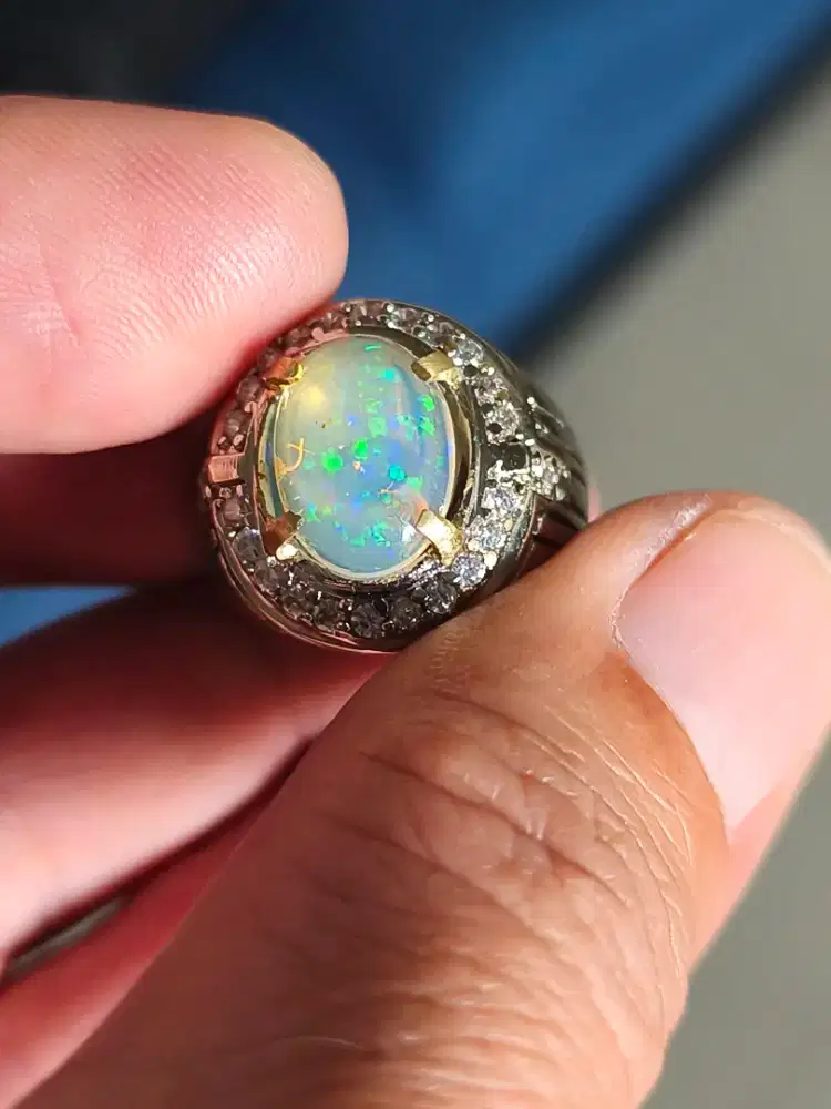 Cincin batu kalimaya Opal Ethiopia 2.17 carat ring alpaka memo SKY LAB
