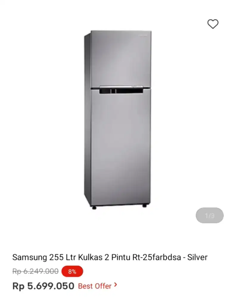 Samsung 255 Ltr Kulkas 2 Pintu Rt-25farbdsa - silver
