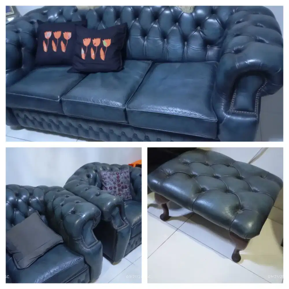Sofa set kulit asli made in london