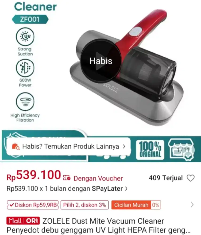Vacuum Cleaner Zolele UV
