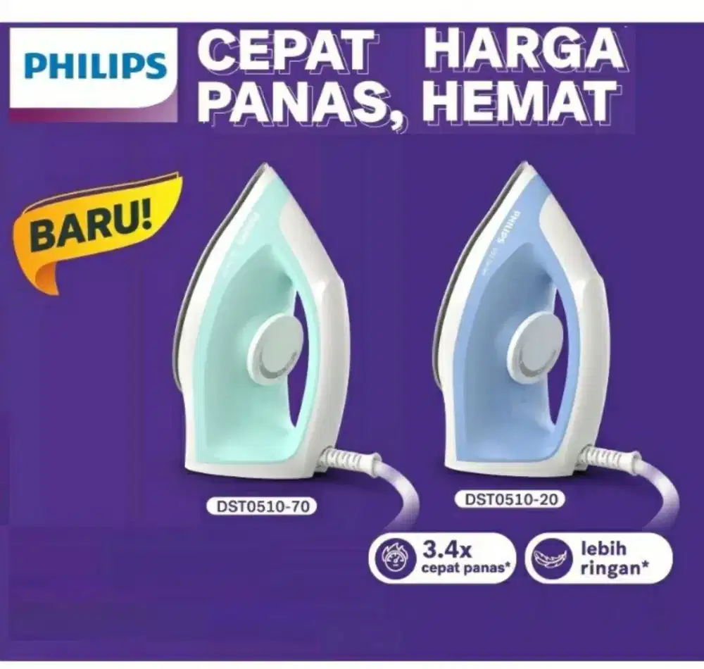 Setrika Philips Dst 0510 / Dst0510 hijau dan ungu Original