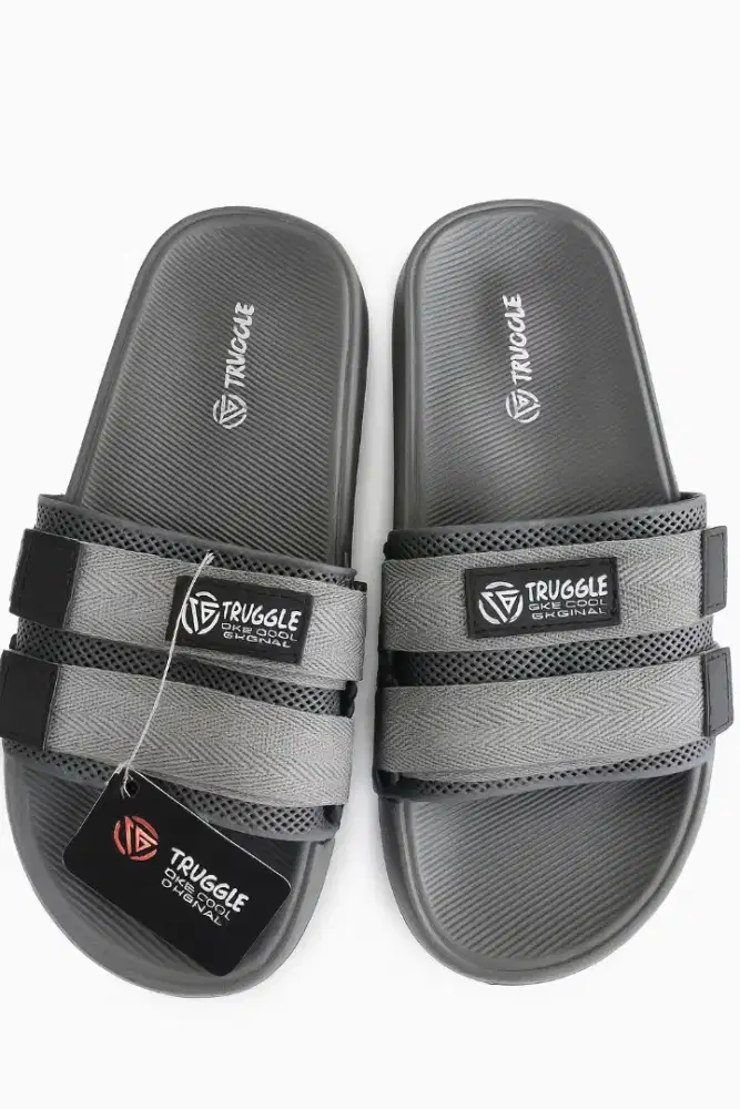 Jual sendal slop slipon webing ( grey ) kondisi ( baru)