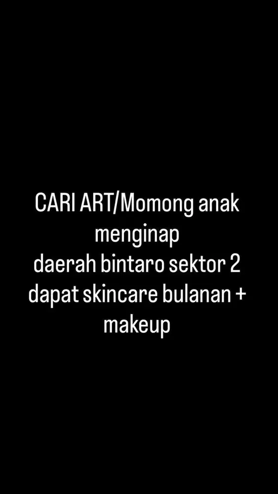 CARI ART MENGINAP GAJI 1,4-1,5 daerah bintaro