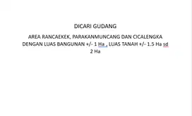 DICARI GUDANG UNTUK PRODUKSI