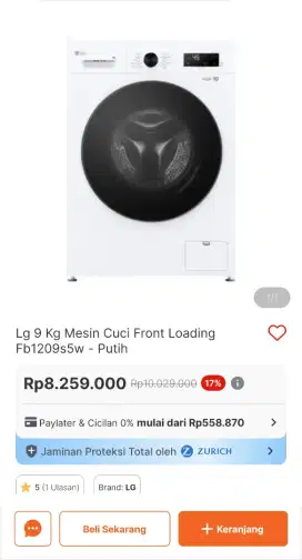 LG Mesin cuci front loading 9kg