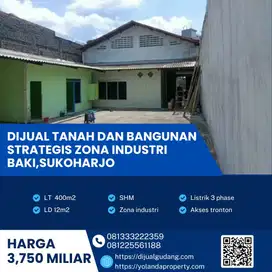 Dijual Aset Industri Zona Merah Baki Sukoharjo – Luas 400m² Hadap Jalan Aspal