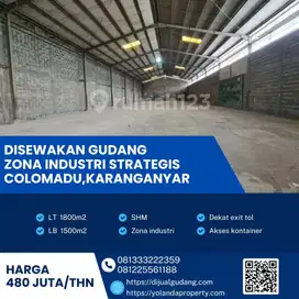 Sewa Gudang Zona Industri 1.800m² Colomadu Karanganyar – Lokasi Super Strategis