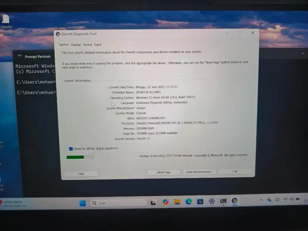 Laptop EzBook X3 Air Ram 8 SSD 1Tb lengkap Murmer minus dikit