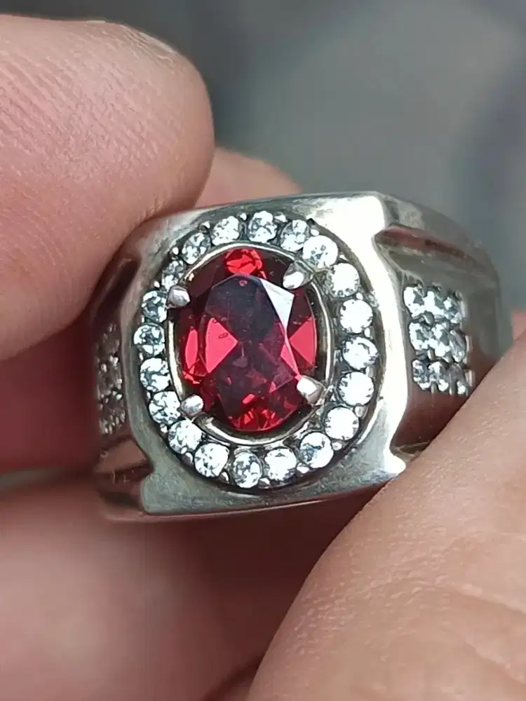 Batu garnet Rhodolite 1.62 carat ring perak memo CGL