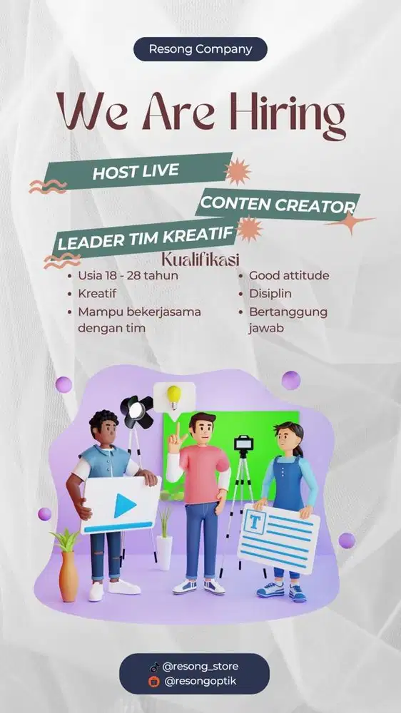 Loker host live dan content creator