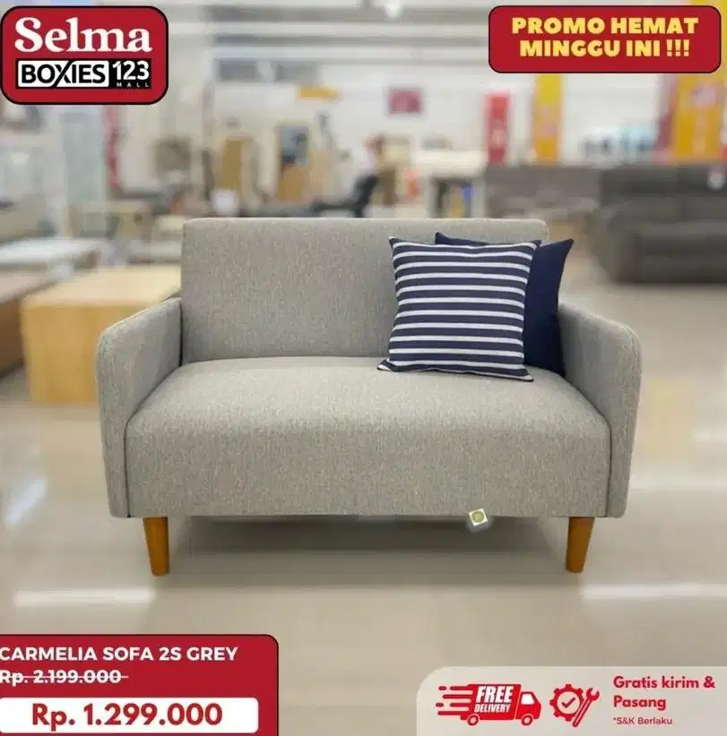 Carmelia sofa abu abu