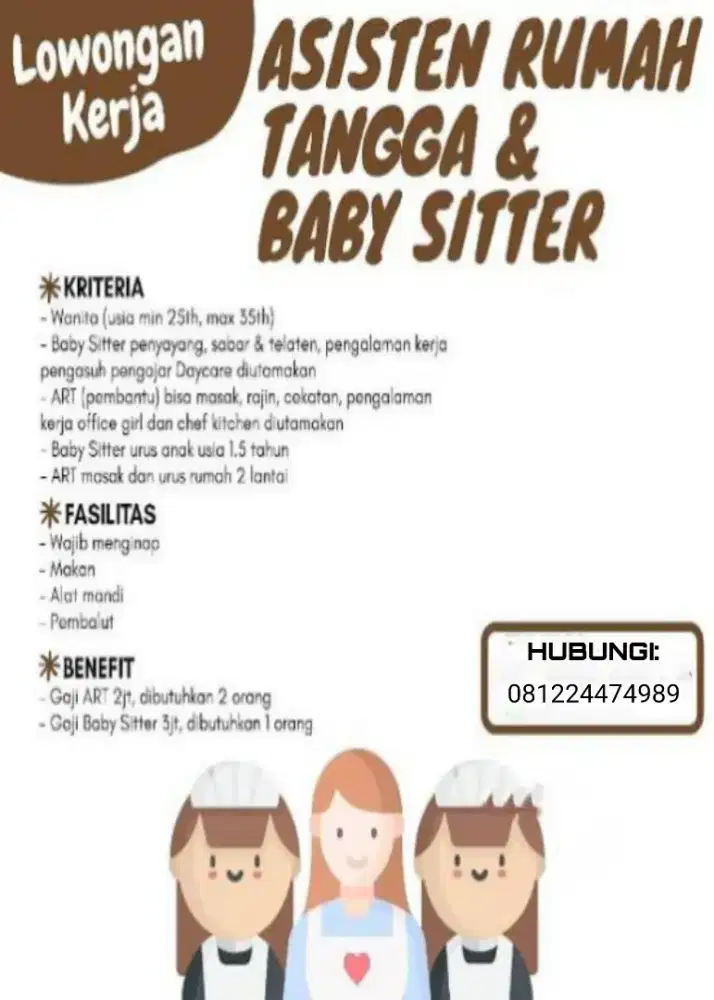 Loker ART, BABY SITTER, PERAWAT LANSIA.