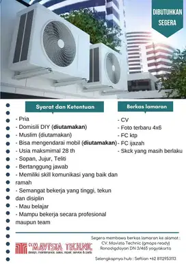 Dibutuhkan SEGERA TEKNISI AC