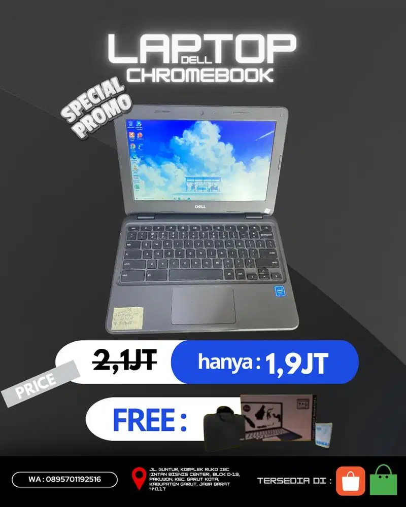 Laptop kerja 1jt an second bergaransi full set