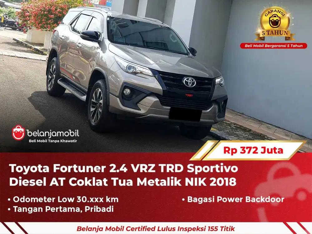 [ GARANSI 5TH ] Toyota Fortuner 2.4 VRZ TRD Diesel Coklat AT 2018/2019