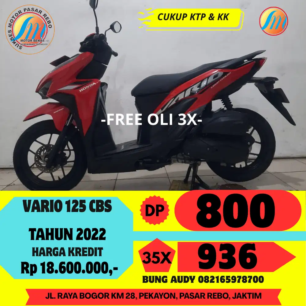HONDA VARIO 125 CBS TAHUN 2022 GRATIS KIRIM SEJABODETABEK, BERGARANSI