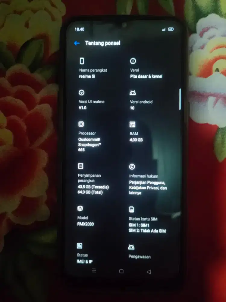 Realme 5i kondisi mulus dan masih ori semua