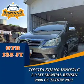 TOYOTA KIJANG INNOVA G 2.0 MT MANUAL 2000 CC  TAHUN 2011 (NEW GRAND)