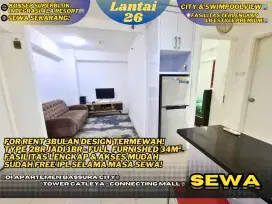 Siap Huni! For Rent 2BR Desain 1BR Furnished Atas Mall Di Bassura City