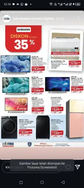 Kredit elektronik Samsung diskon hingga 35% bunga special 0%