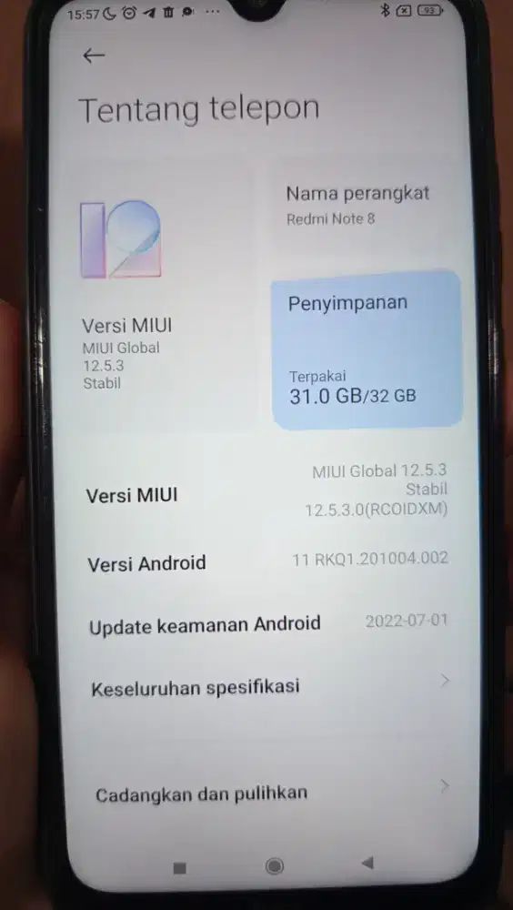 jual hp redmi note 8 second