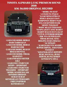 [ KM 56.000 ORIGINAL ] TOYOTA ALPHARD SC PREMIUM SOUND AT 2018
