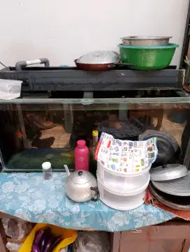 Paket aquarium lengkap: aquarium, filter, lampu, dan aerator