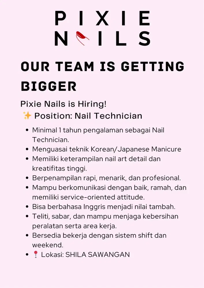 Nail Technician/Nail Therapist/Nail Studio Staff