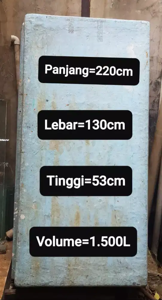 bak fiber 220x130x53cm volume 1.500L tidak bocor, siap pakai