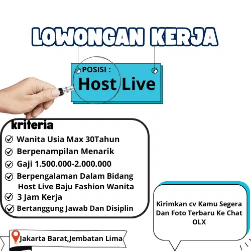 Dibutuhkan Segera Host Live Baju Wanita Daerah Jakarta Barat