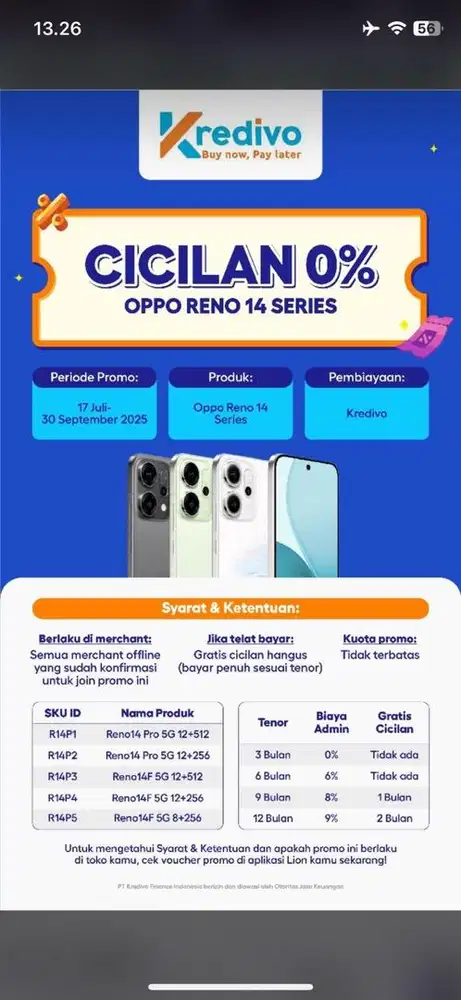 JUAL HP OPPO Reno 14 #BisaCicilanPakaiKREDIVO