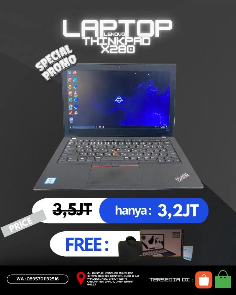 Laptop Kerja Thinkpad X280 Second Bergaransi
