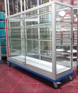 Etalase Ukuran 1,5Mx1M PAKE RODA BESAR & SIKU BESI Untuk Usaha