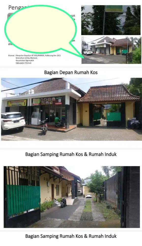 Rumah dan kost dengan tempat usaha samping persis kampus UII