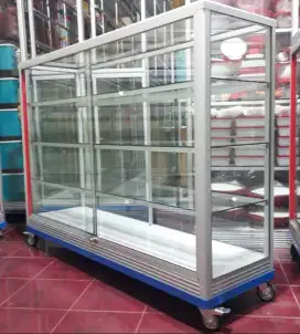 Etalase Pakai RODA BESAR & SIKU BESI Panjang 1,5M Buat Toko dll