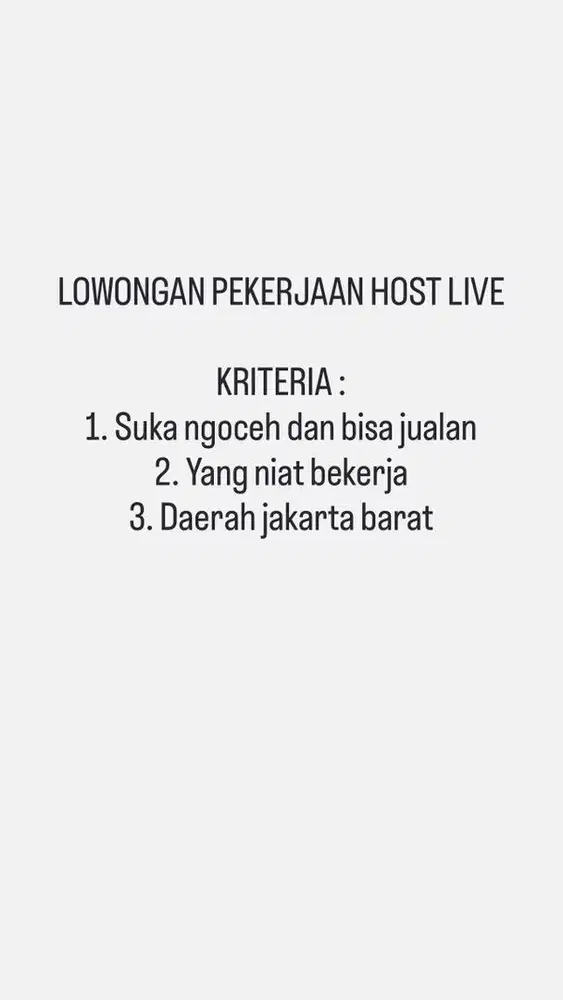 LOWONGAN HOST LIVE
