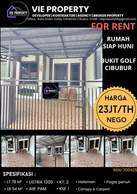 DISEWAKAN MURAH, RUMAH SUDAH RENOV SIAP HUNI DI BUKIT GOLF CIBUBUR