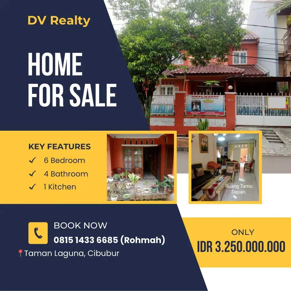 (DVR011) Dijual rumah 2 lantai siap huni di Perumahan Taman Laguna