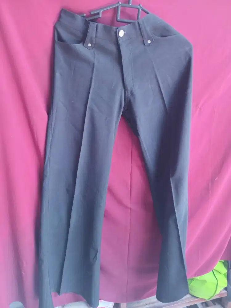 Celana zipper kulot scuba warnah hitam