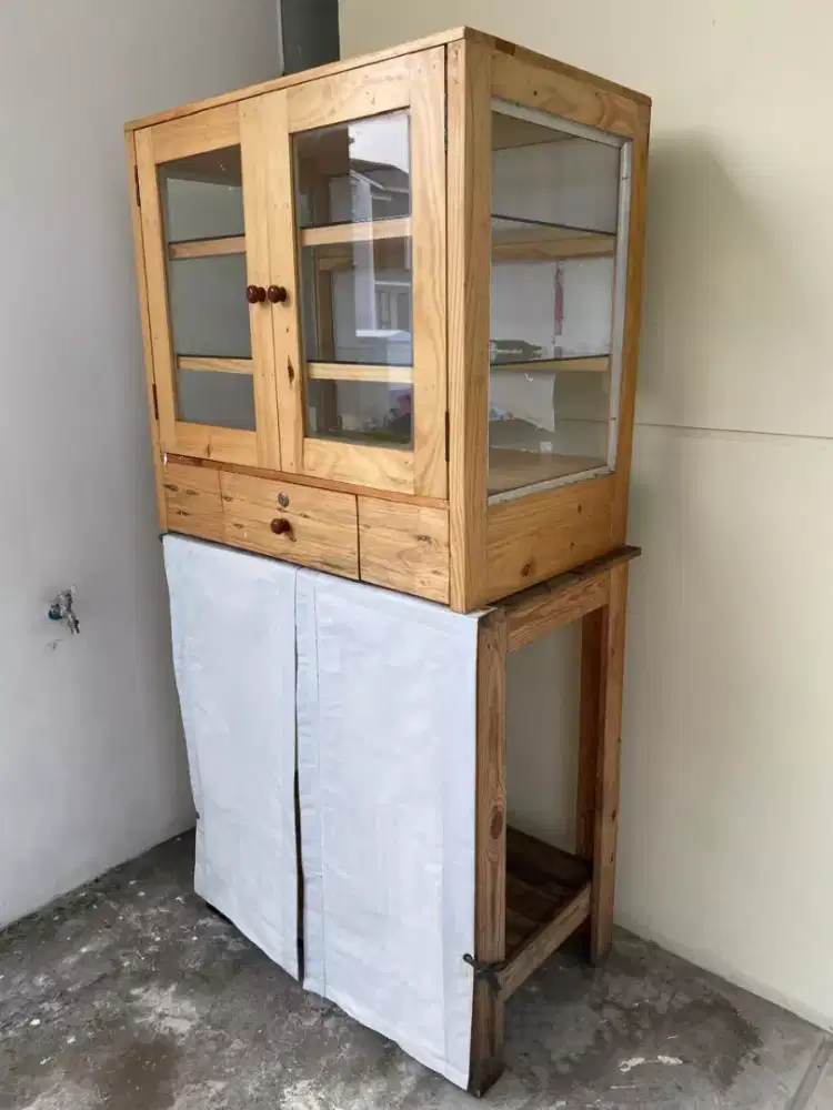 jual cepat etalase kaca jati belanda