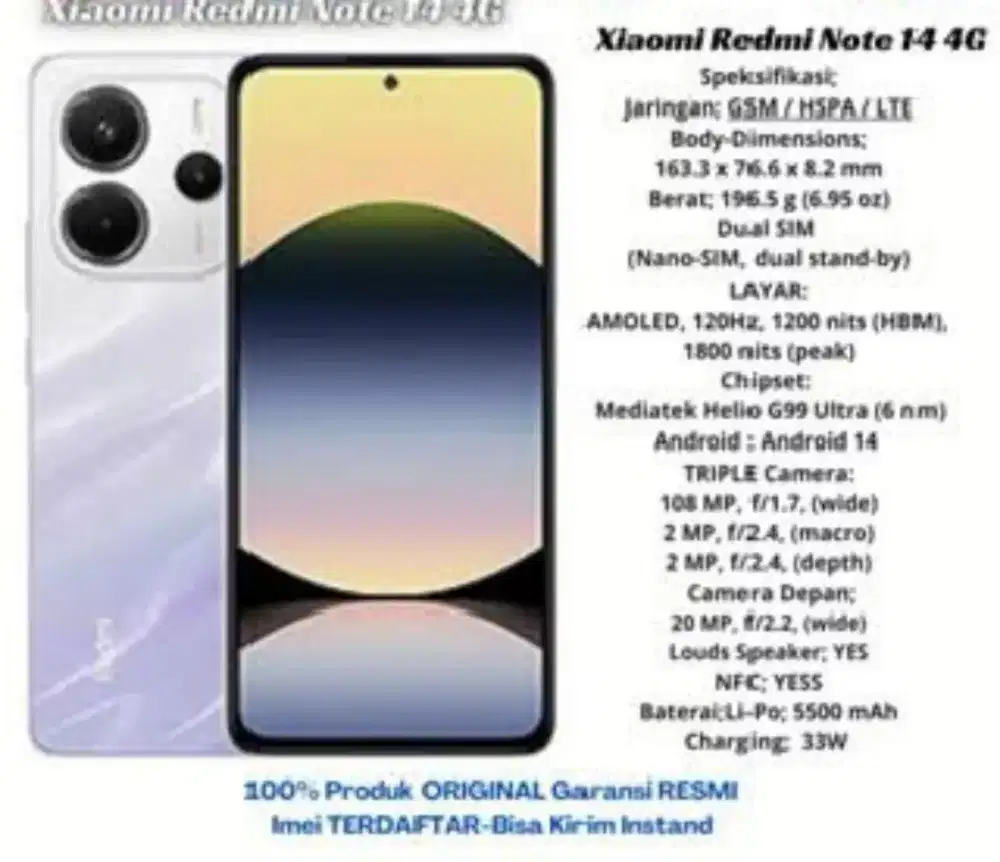 Redmi note 14 4g Purple full dusbok mulus normal(jrg pakai) buy 290425