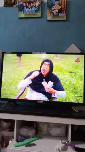 tv tcl 32 in minus garis biru