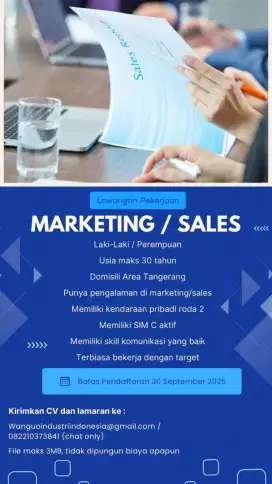 Lowongan Marketing / Sales untuk m