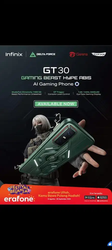 Infinix gt 30 erafone batu ampar