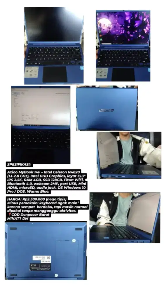 DIJUAL LAPTOP Axioo MyBook 14F Warna Biru