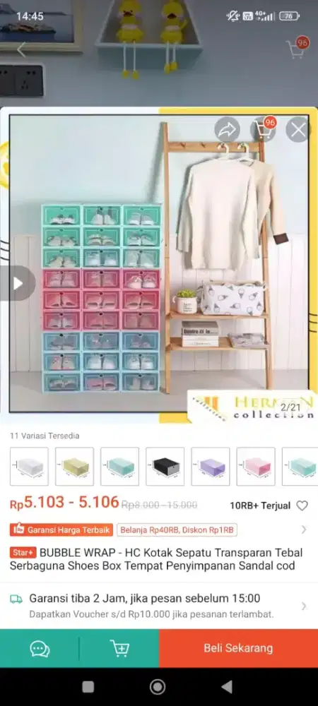 Kotak sepatu lipat transparan