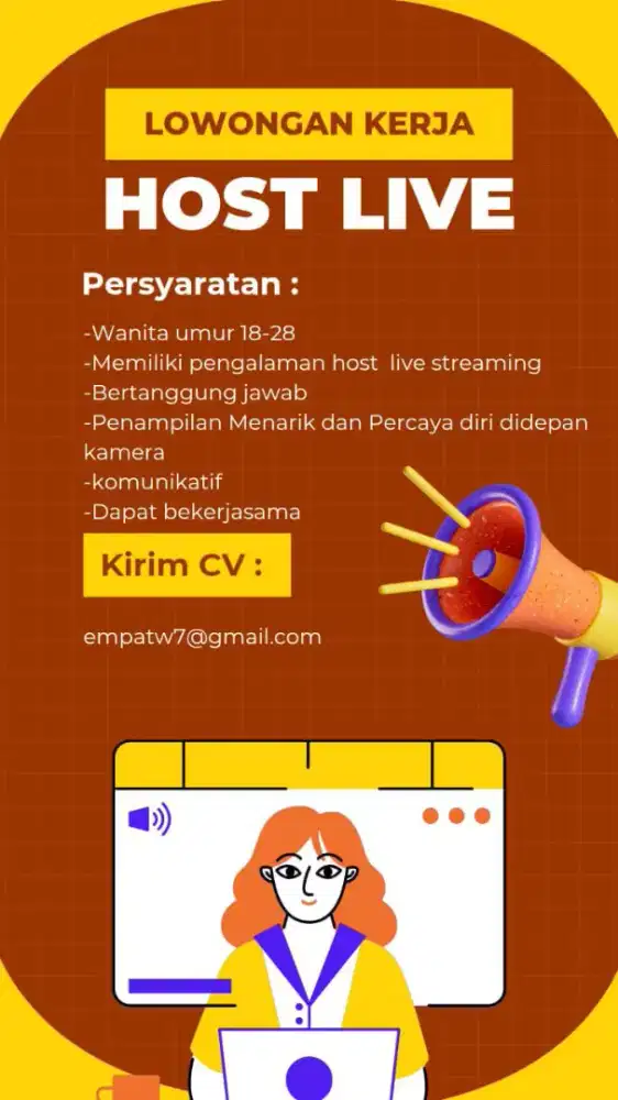 DIBUTUHKAN SEGERA HOST LIVE STREAMING