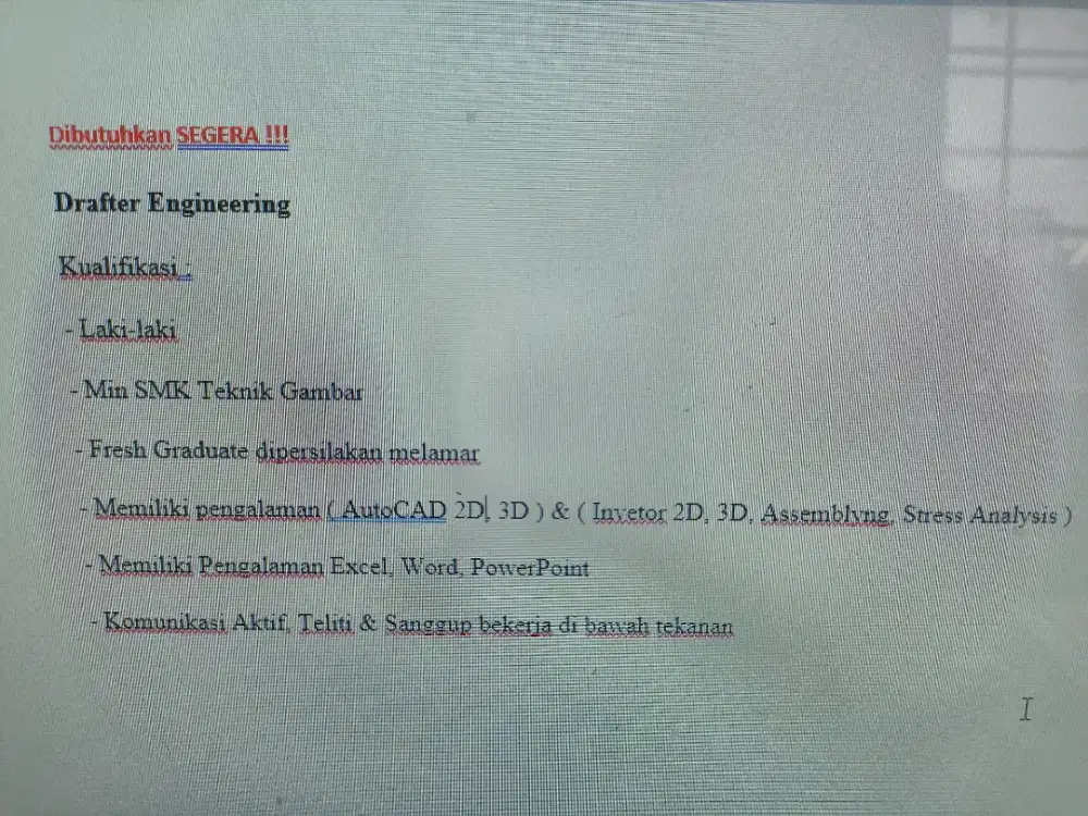 Lowongan Drafter Engineering