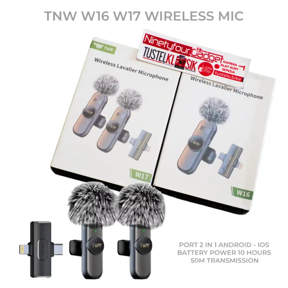 TNW W16 W17 Wireless Mic Port 2 in 1 Android IOS Single Dual Microphon