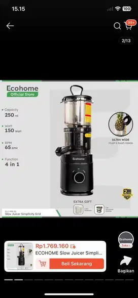 Slow juicer tidak ada minus